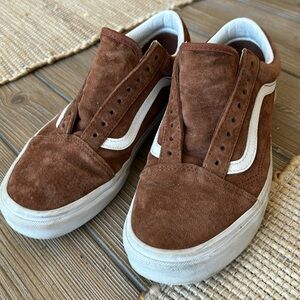 Vans Brown and White Suede Sneakers